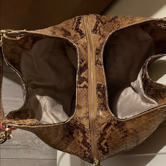 Michael Kors Tan and Brown Snake Print Hobo Bag - Picture 12 of 14